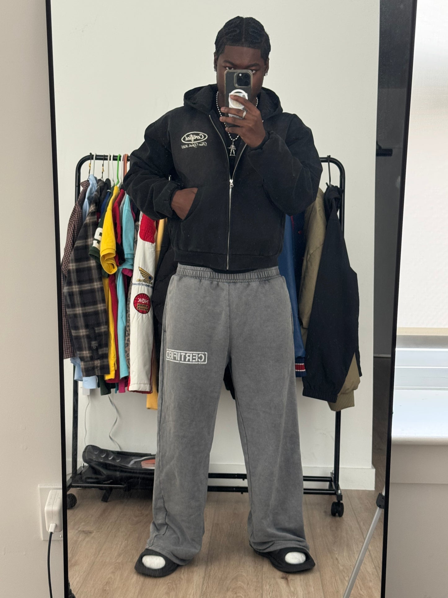 STONE GRAY Wide Leg Sweatpants