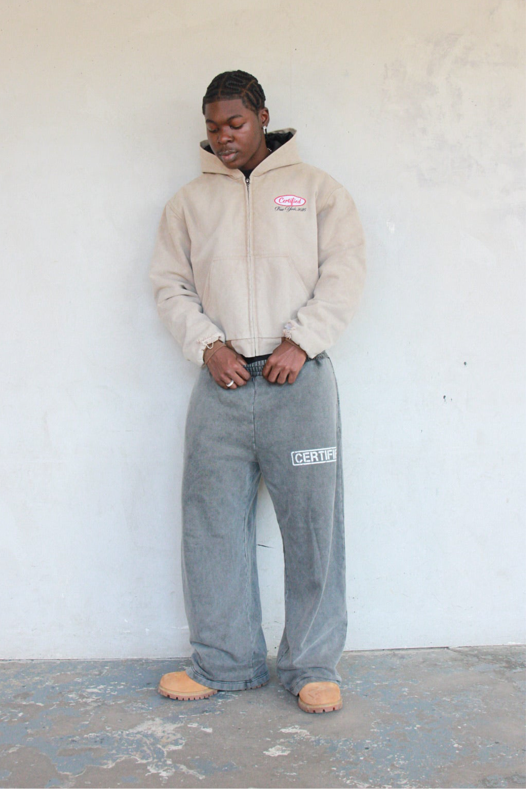 STONE GRAY Wide Leg Sweatpants